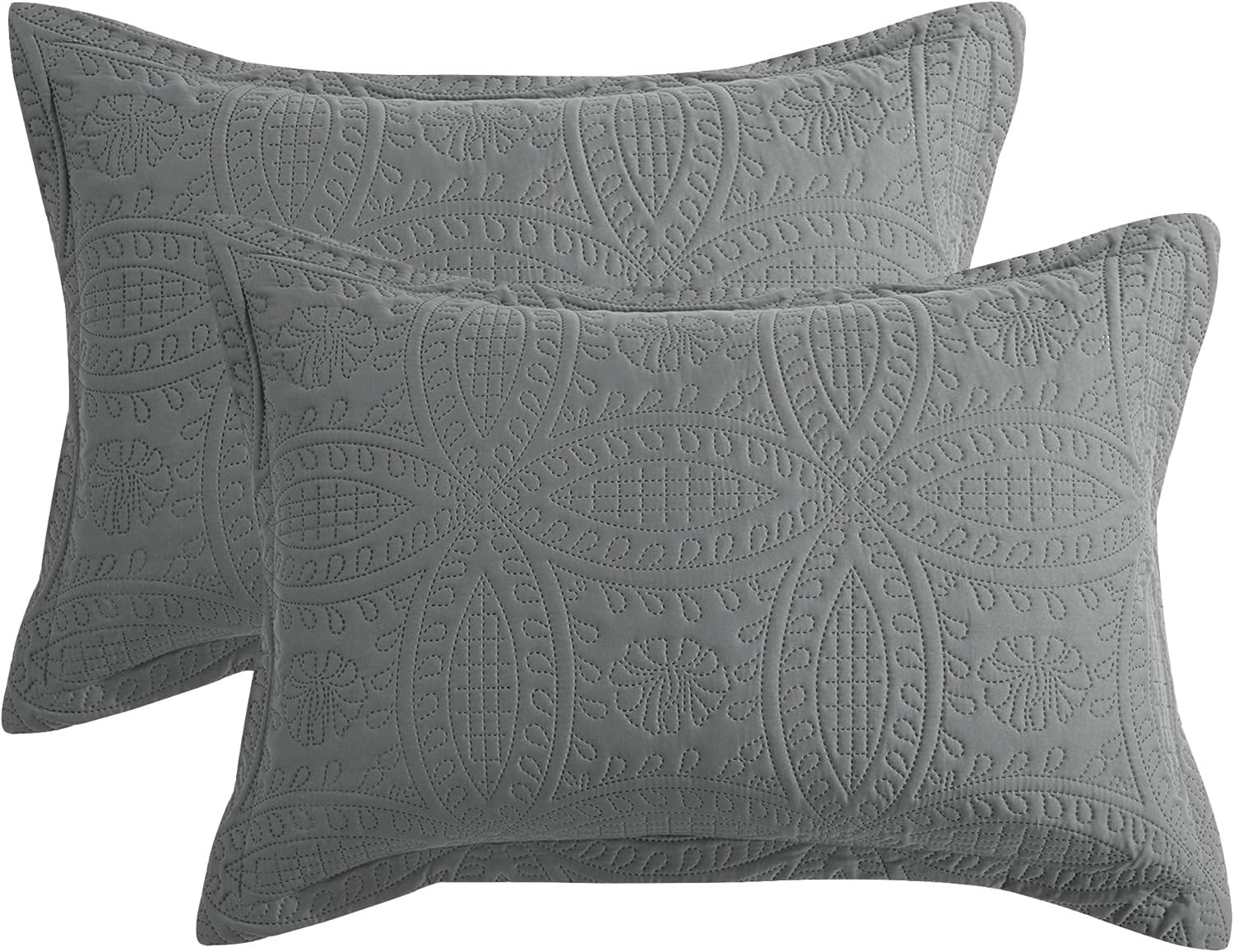 Quilted Pillow Shams Standard Size Set of 2-Modern Style Coin Pattern Pillow Cov gallery