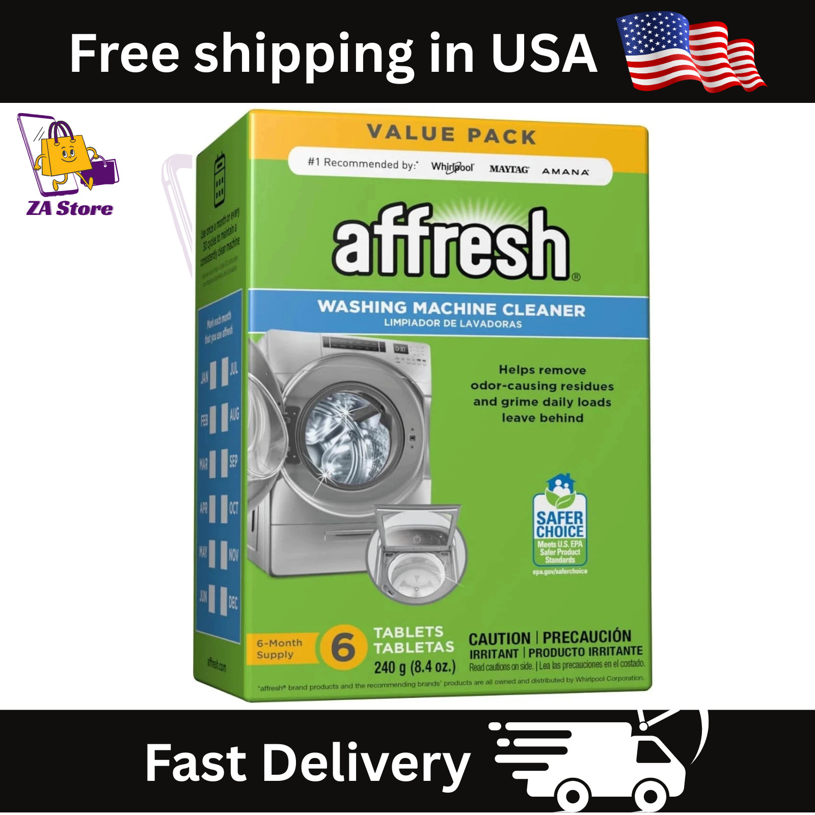 Affresh Washing Machine Cleaner, 6 Month Supply, Cleans Front Load and Top Load gallery