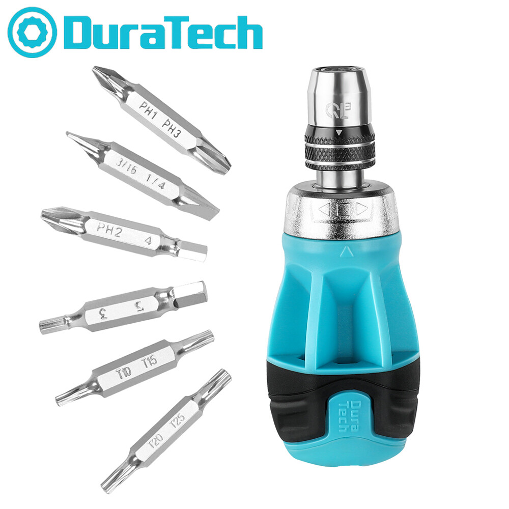 DURATECH 12-in-1 Stubby Ratcheting Screwdriver Multi-bit Short Screw Drivers Set gallery