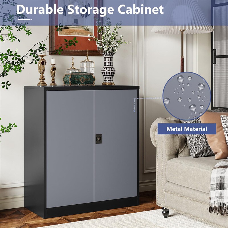 Metal Storage Cabinet with 2 Adjustable Shelves and Locking Doors,Garage Cabinet gallery