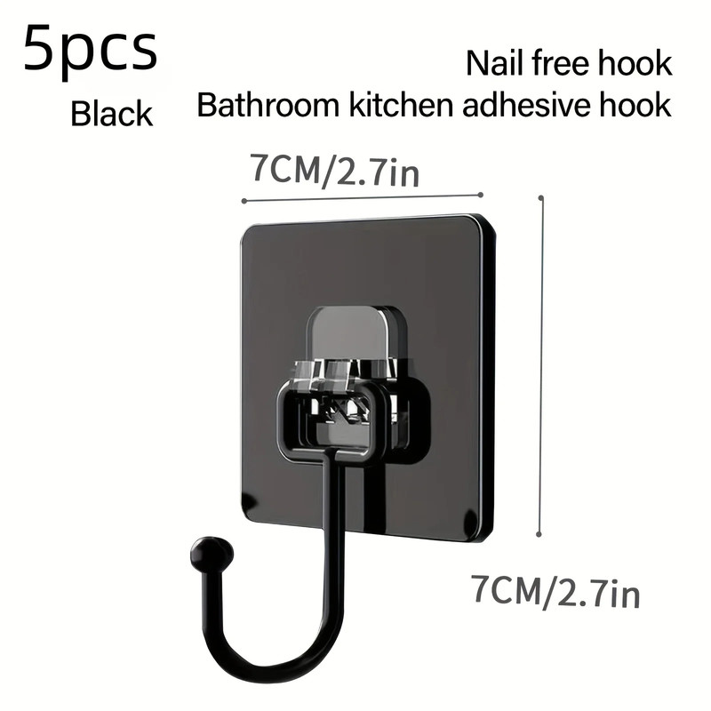 Wall Hooks 5Pcs Self Adhesive Multi-Purpose Hooks for Towels, Robes, Keys gallery