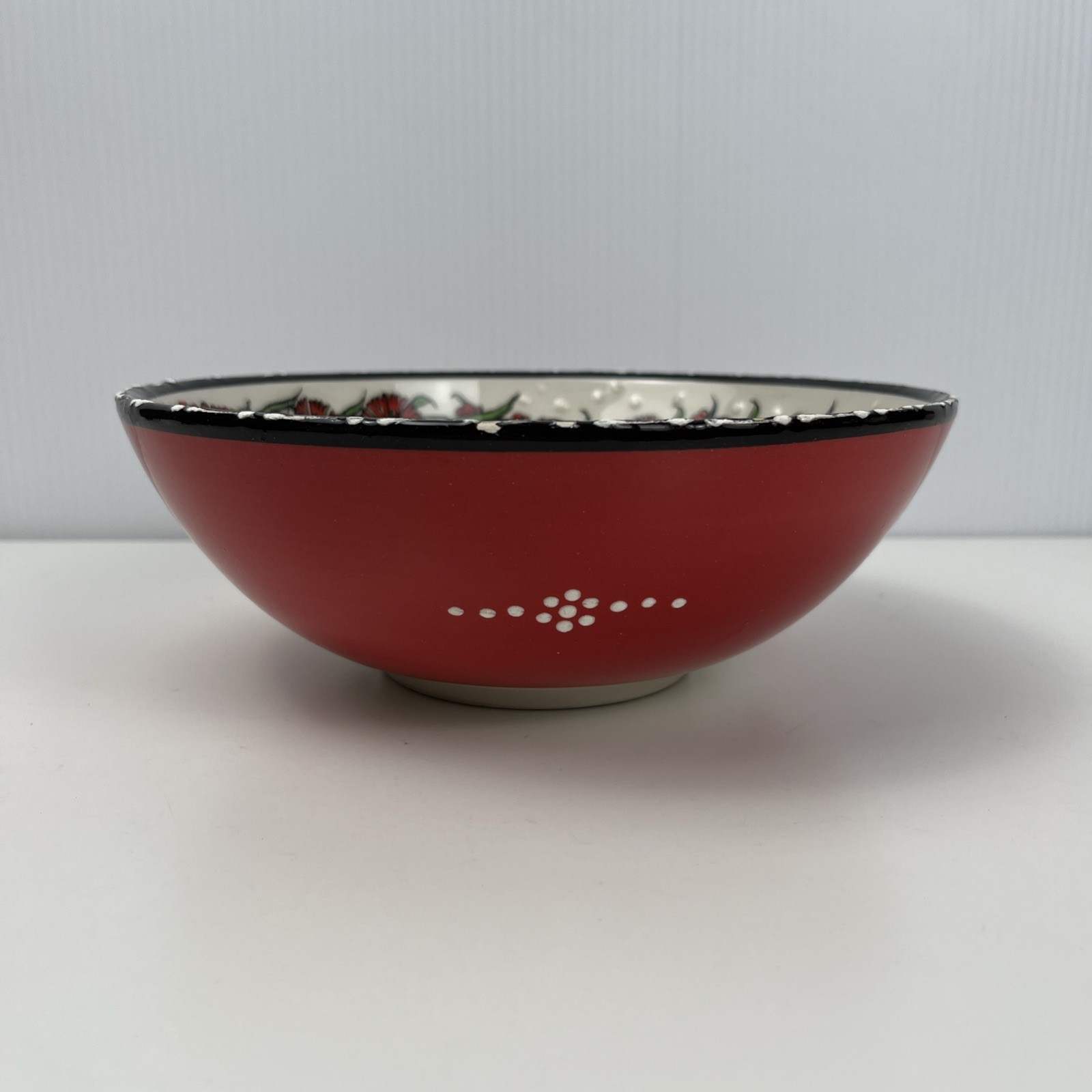 Turkish Handmade Painted Ceramic Floral Pattern Round Decorative Bowl gallery