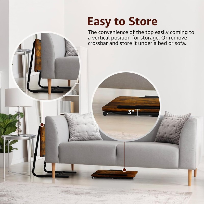 Folding TV Tray Adjustable Dinner - Trays for Eating On Couch Wooden Tables Mate gallery