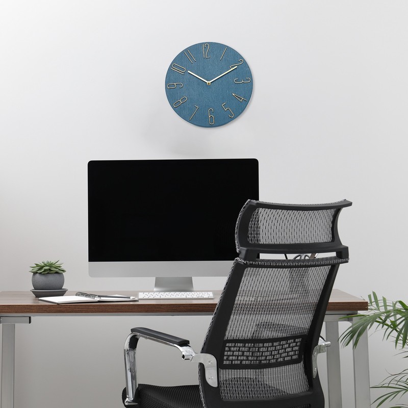 12" Vintage Wall Clock with Arabic Numerals Dark Blue gallery