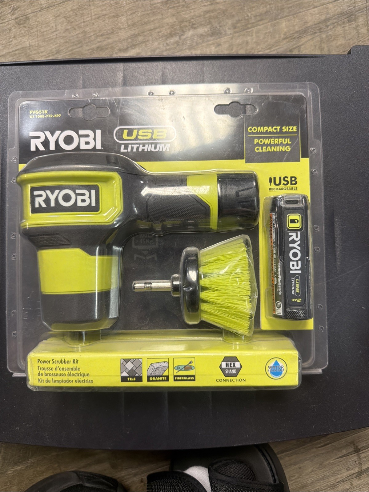 RYOBI FVG51K USB Lithium Compact Scrubber Kit w/ 2.0 Ah Battery & USB Cord *New* gallery
