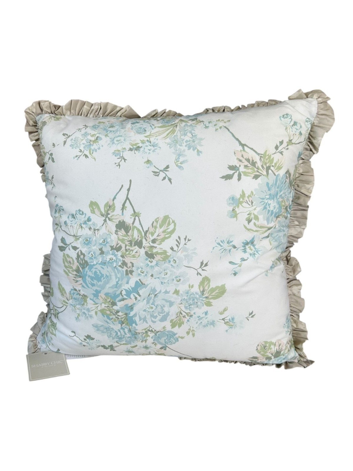 NEW Shabby Chic Down Alternative Decorative Pillow Blue Beige Gray Floral NWT gallery