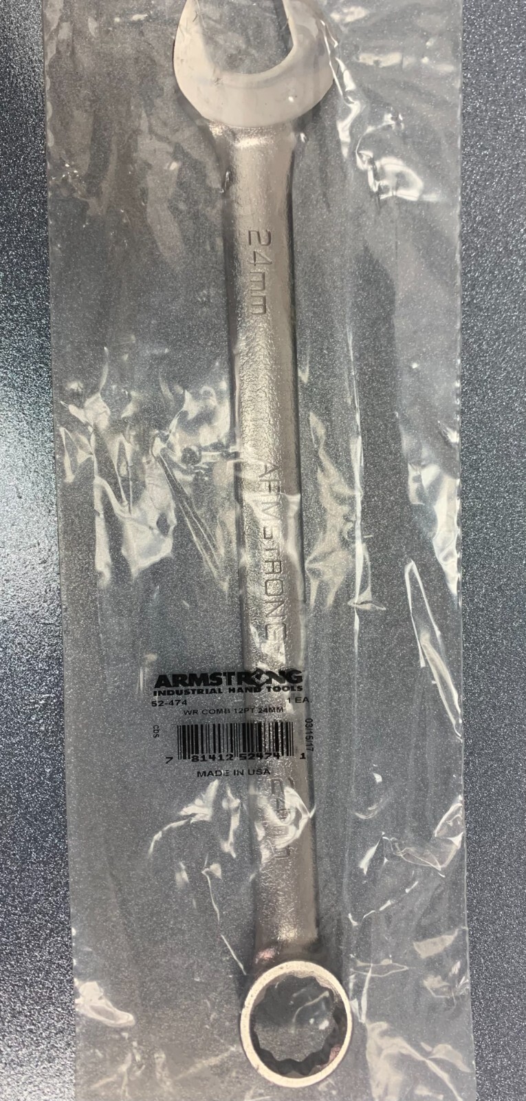 ARMSTRONG TOOLS 52-474 24-MM 12-POINT SATIN FINISH LONG COMB-WRENCHES 52474 gallery