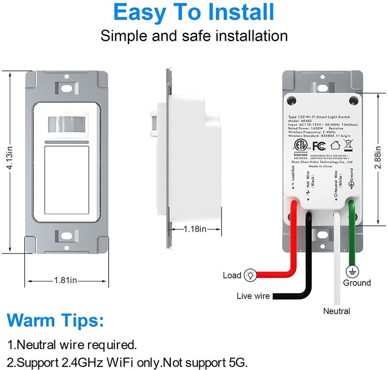 Smart Wi-Fi Motion Sensor Light Switch PIR Occupancy Work with Alexa Google Home gallery