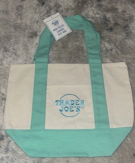 Trader Joe's Mini Pastel Canvas Tote Bag Light Green 79986(L12) gallery