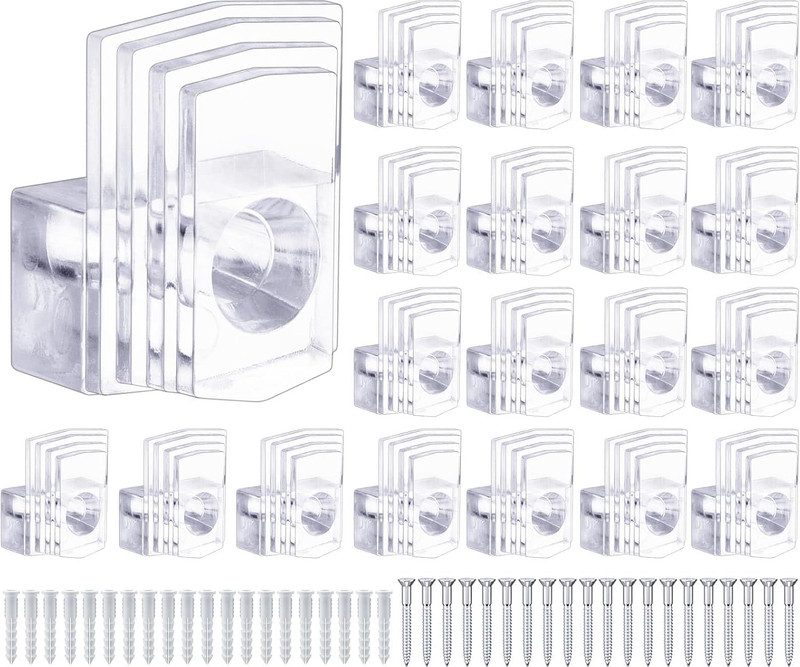 Clear Plastic Mirror Holder Clips with Screws Kit for Wall Mounting gallery