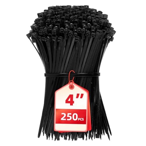 Cable Zip Ties,4 Inch Small Cable Ties,250PCS Multi 4"(250 Pack) 18 Lb Black