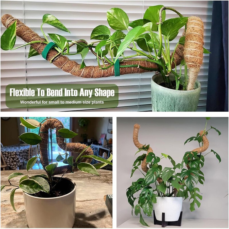 4 Pack Bendable Moss Pole 28" for Monstera Climbing Plants Support Stakes Stick gallery