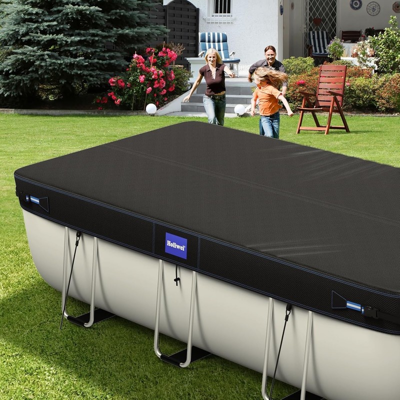 12X24 Ft Rectangular Pool Cover with Reflective Strips for above Ground Pool gallery