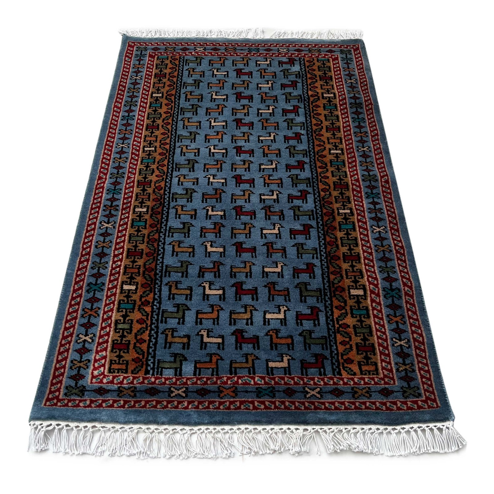 Handmade Wool Rug 2.5x4 ft Traditional Bakri Luxury (Bluish Gray) gallery