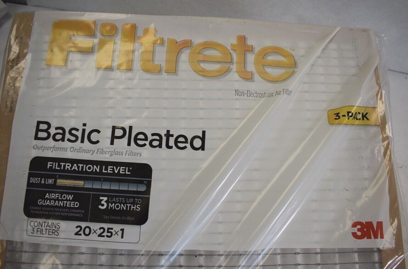 3M Filtrete 20" x 25" x 1" Basic Pleated Non-Electrostatic Air Filter 3 Pack gallery