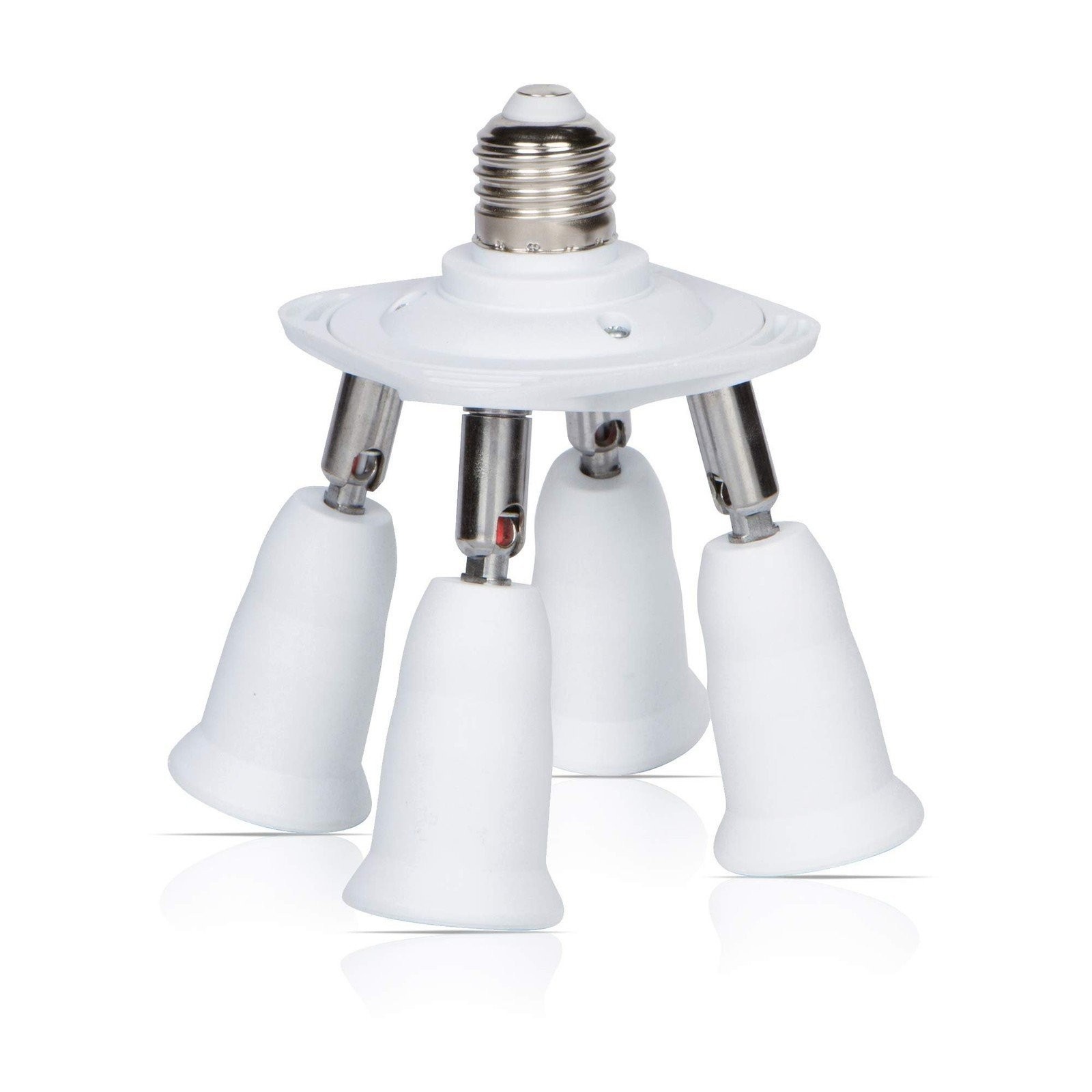 E26 Light Bulb Socket Adapter Splitter to 4 Heads White Fully Adjustable Angles gallery