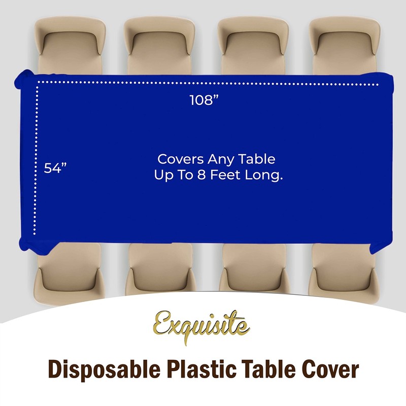 Exquisite 6-Pack Premium Plastic Tablecloth 54in. x 108in. Rectangle Plastic ... gallery