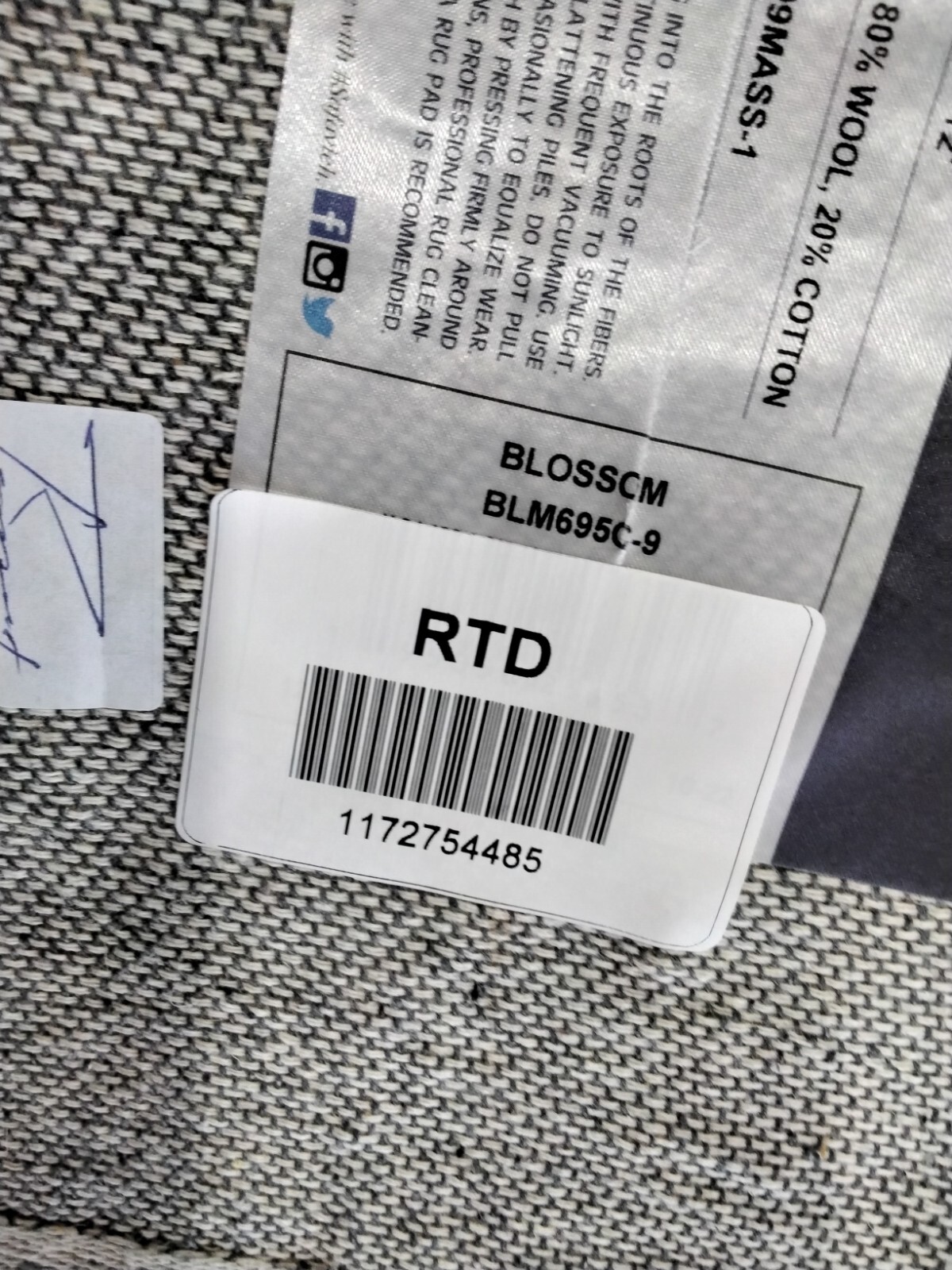 GREY / ORANGE 9' X 12' Back Stain Rug, Reduced Price 1172754485 BLM695C-9 gallery