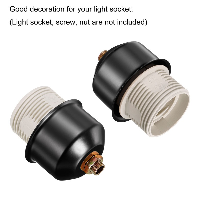 6pack E26/E27 Lamp Socket Cup Decorative Lamp Base Holder Cover Sleeve Black gallery
