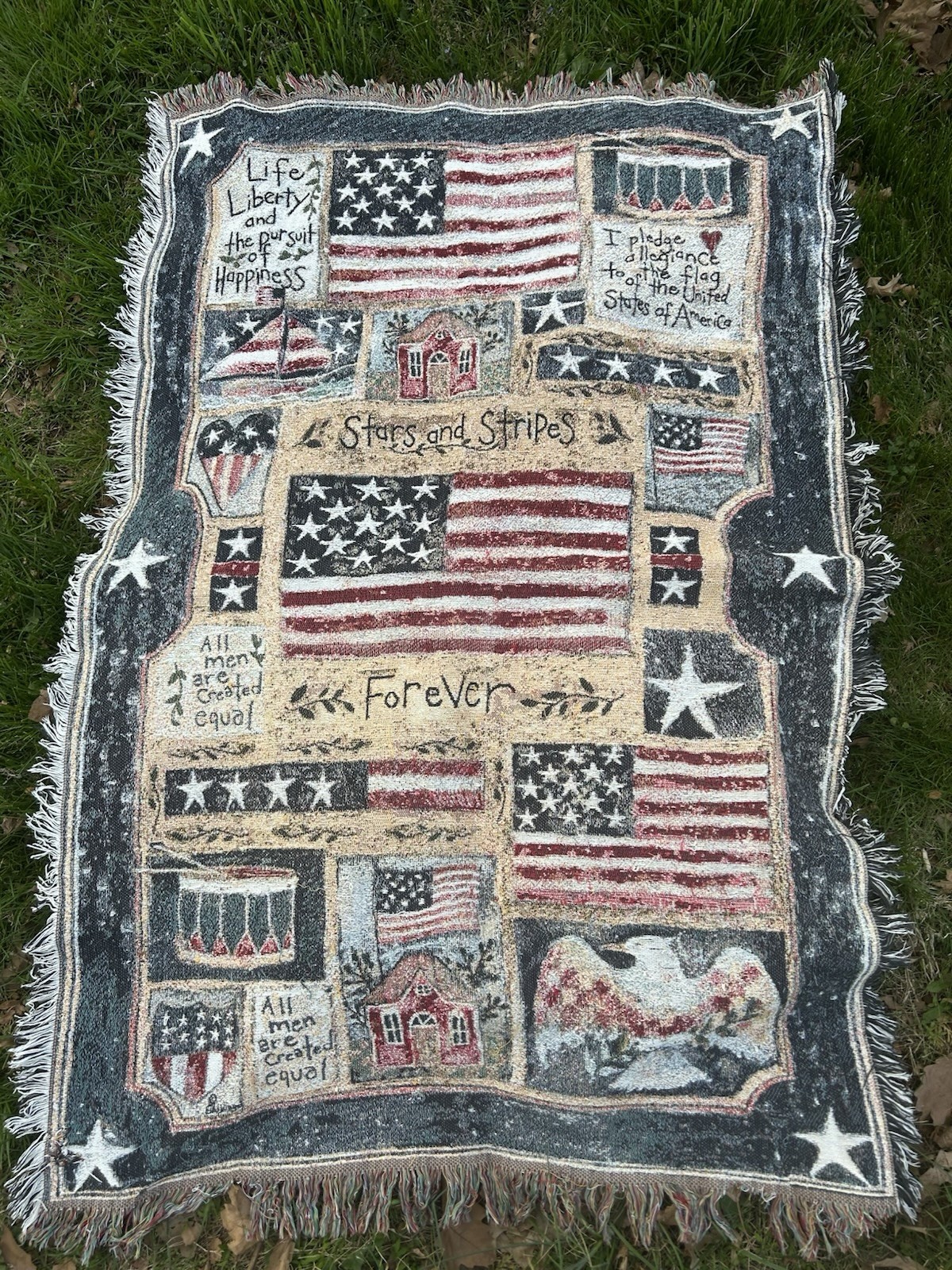 Stars and Stripes Forever Flag Throw Blanket 46x 67 Mohawk Home Cotton USA gallery