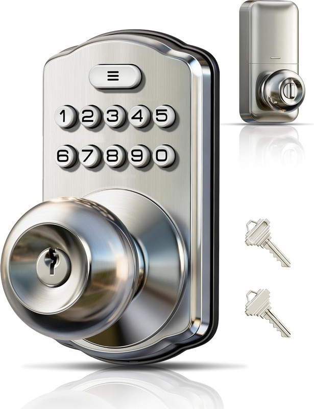 Keypad Door Knob Lock, Keyless Entry Digital Lock with Handle, Electronic Kno... gallery