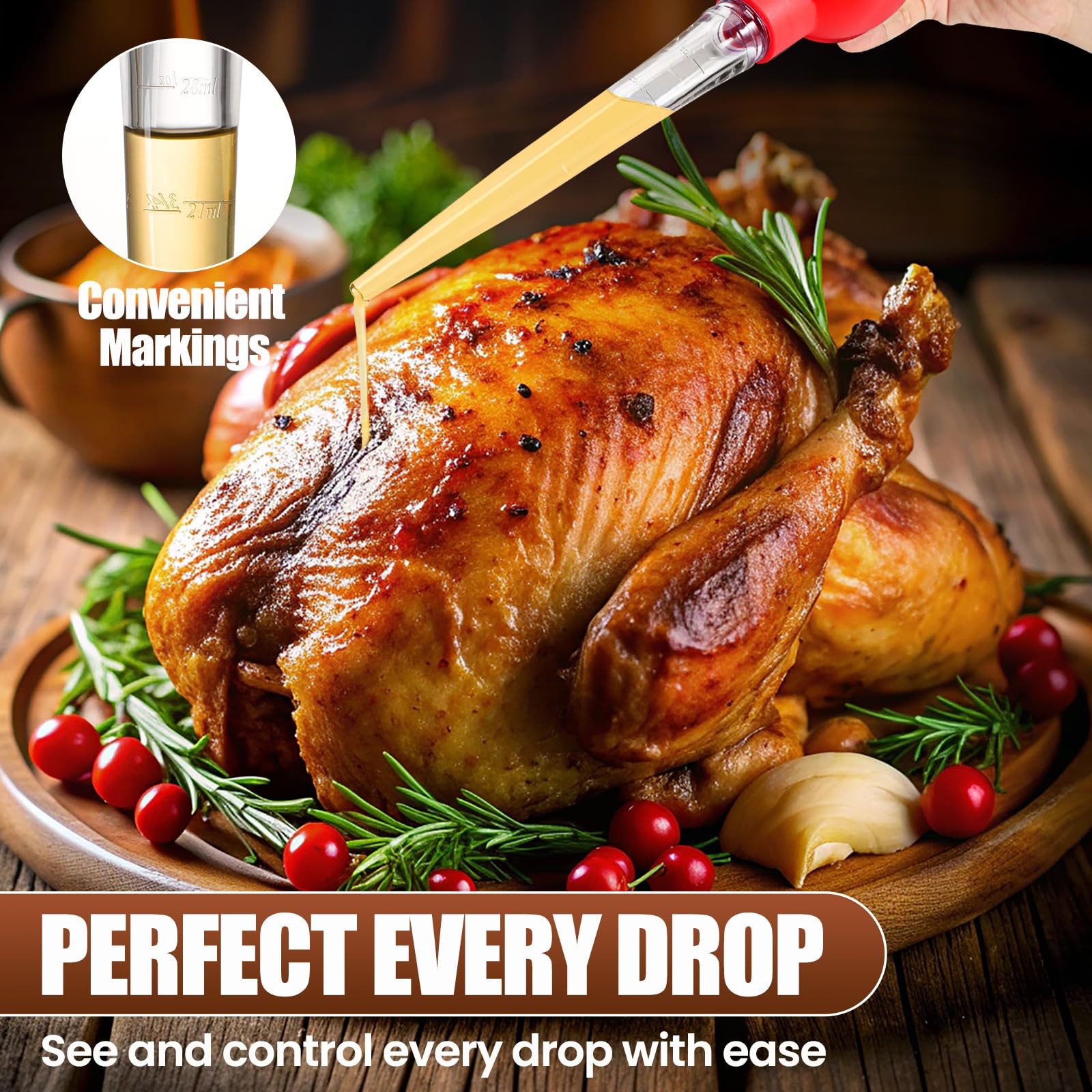 OLESBUR Premium Turkey Basters for Cooking – Baster Syringe Large, Red gallery