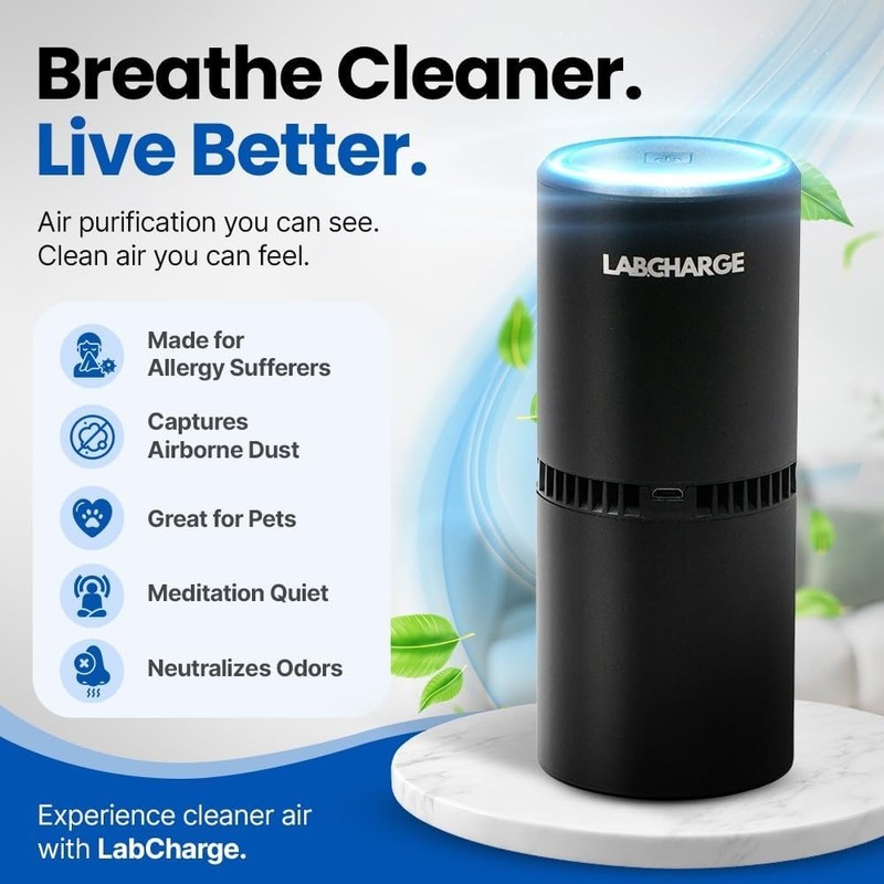 Small Ionic Air Purifier for Home & Bedroom – Silent HEPA Filter – Covers 250... gallery