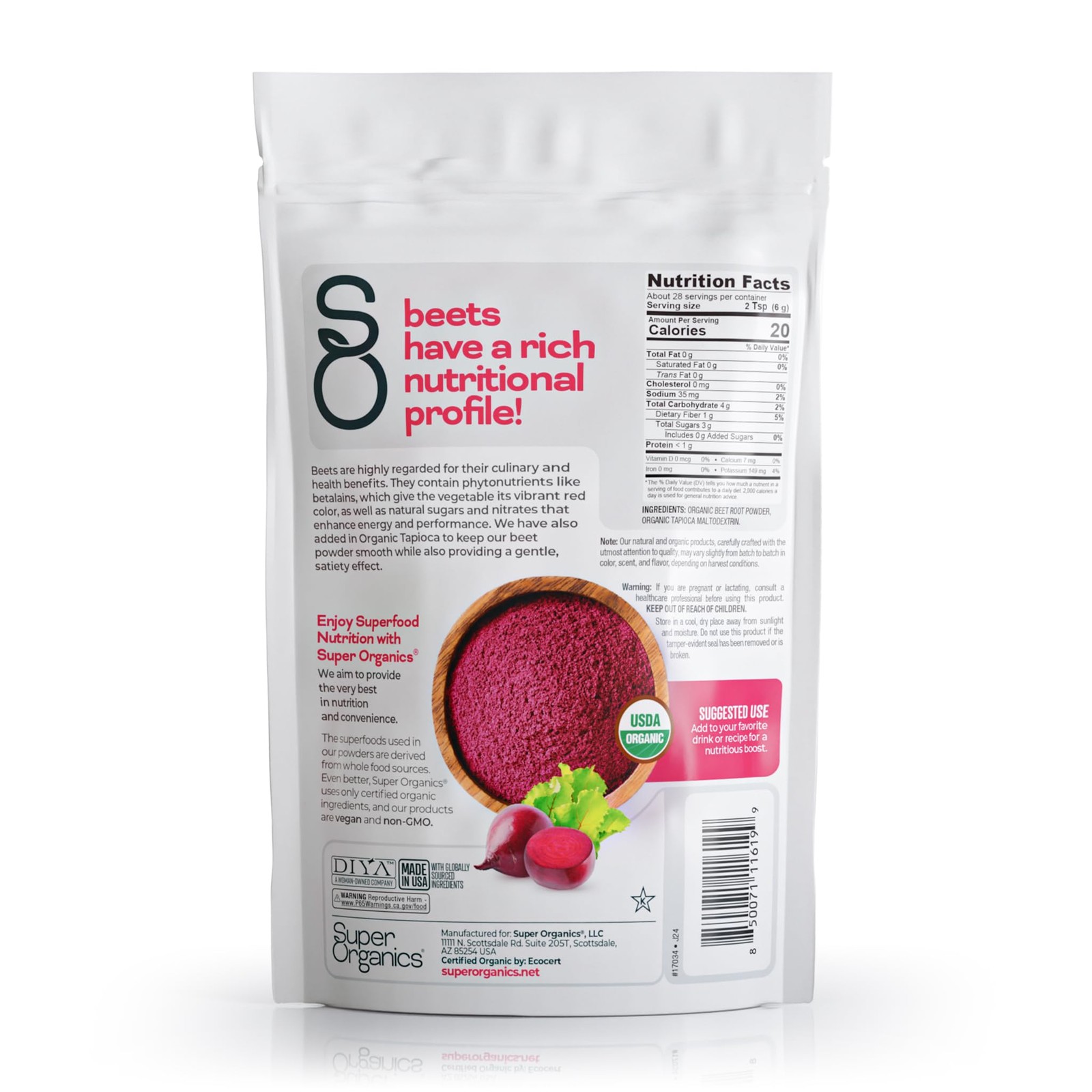 Super Organics Cacao Powder – Organic, Raw & Unsweetened – 100% Pure 6 Ounce gallery