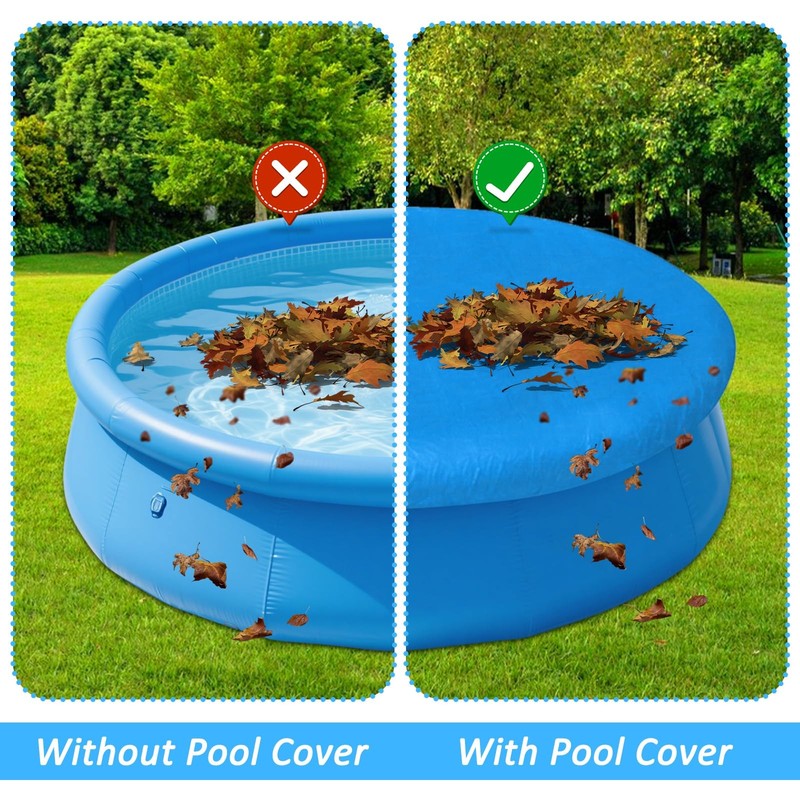 10FT Round Inflatable Above Ground Pool Cover，Round Pool Cover with Drawstrin... gallery
