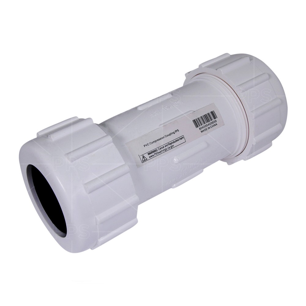 PVC Compression Coupling Pipe Fitting White Plastic Size 1/2" to 4" USA Stock