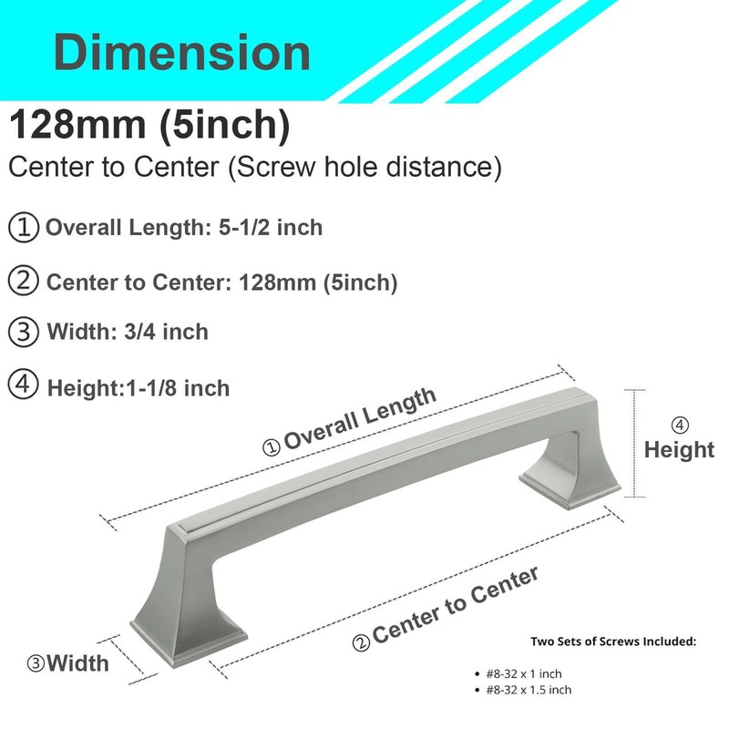 Solid Brushed Nickel Square Cabinet Pulls Knobs Handles Kitchen Bathroom Drawers gallery