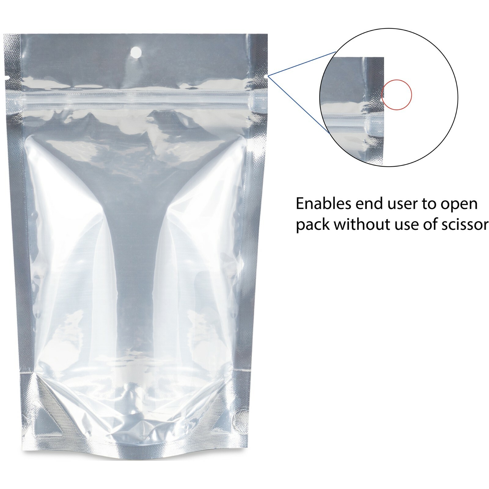 100 pcs Clear/Silver Mylar Flat & Stand Up Food Pouch Zip Lock Smell Proof Bags gallery
