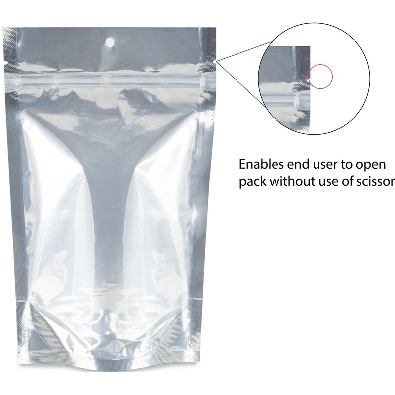 100 pcs Clear/Silver Mylar Flat & Stand Up Food Pouch Zip Lock Smell Proof Bags gallery