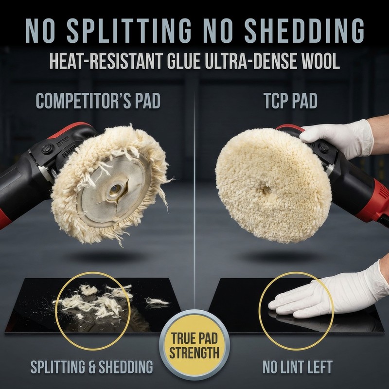6" 100% Wool Hook & Loop Grip Buffing Pad for Compound Cut & Polishing 2 Pack gallery