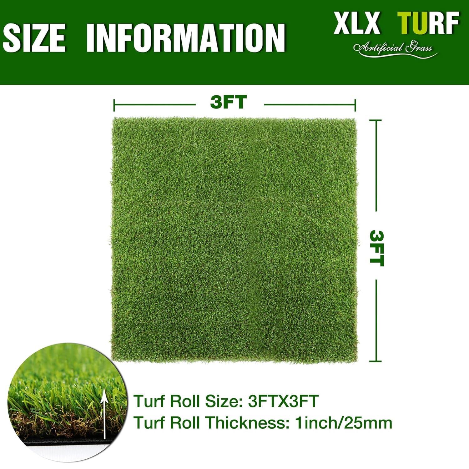Pet Friendly Artificial Grass Rug 3x3 FT Thick Fake Outdoor Lawn Turf gallery