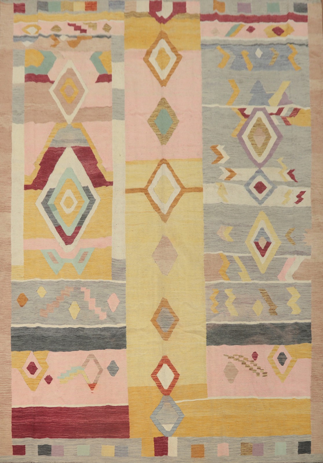 Colorful Kilim Flat Weave Dining Room Area Rug Oriental Reversible Carpet 9x12 gallery