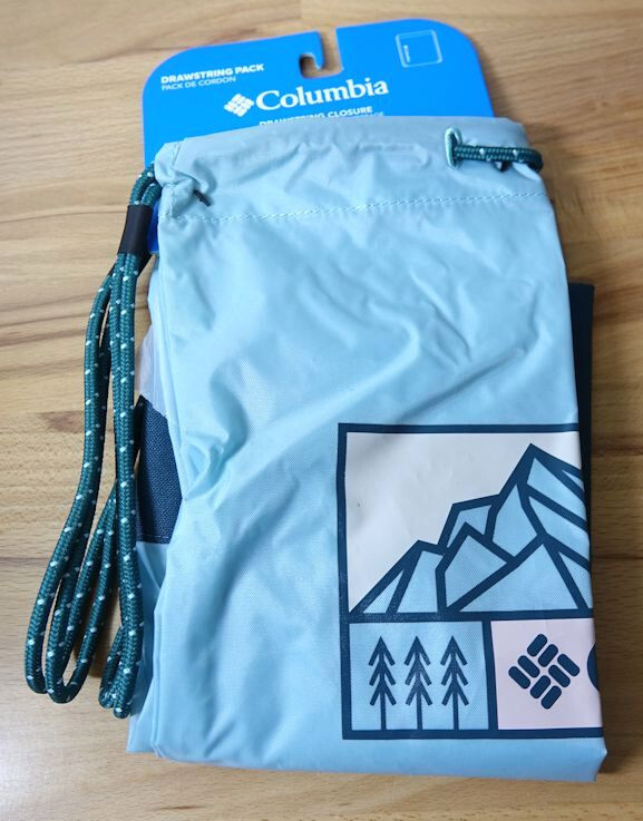 Columbia Zigzag Drawstring Pack Water Resistant Nylon & Polyester Aqua Haze NEW 2