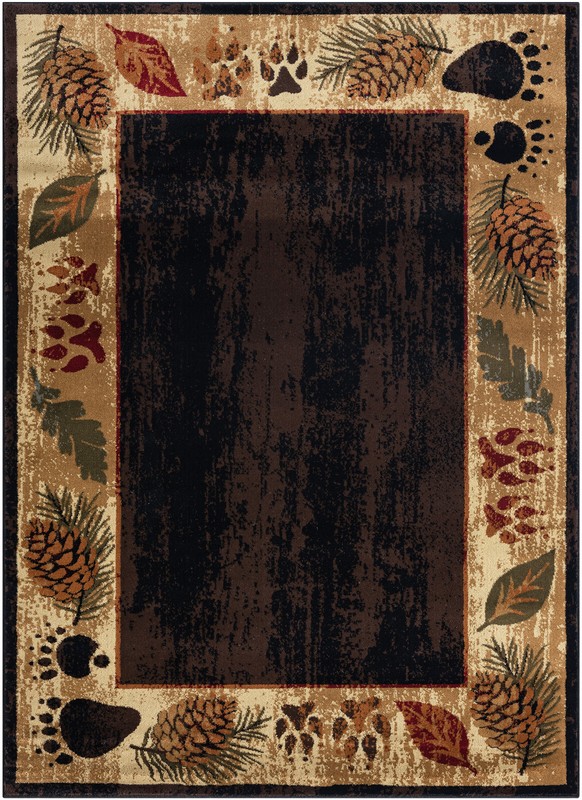 Lodge Cabin Rustic Forest Bear Paw Pinecone Area Rug **FREE SHIPPING** gallery