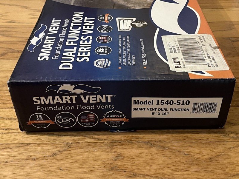 Smart Vent 8 X 16” Dual Function Engineered Foundation Flood Vent Model 1540-510 gallery