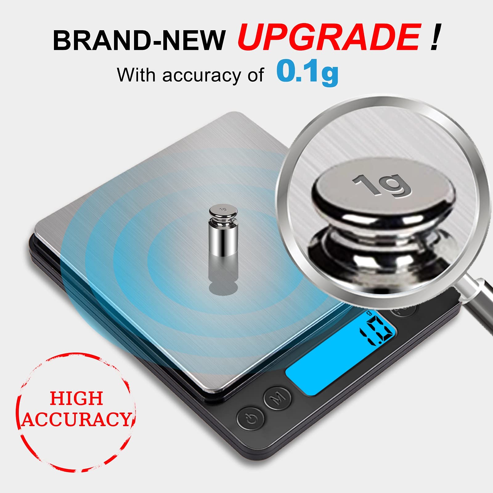 Digital Food Kitchen Scale Upgraded, YONCON 3000g/0.1g High Accuracy Mini Poc... gallery