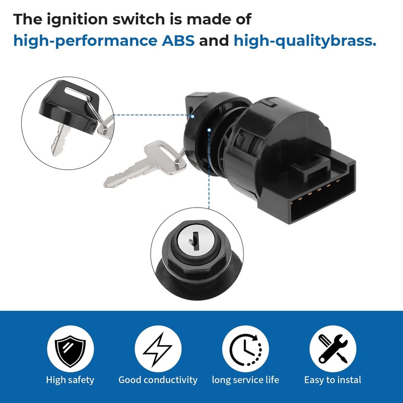 M MATI Ignition Key Switch 4 Position 6 Pin & Harness Kit for Polaris Black gallery