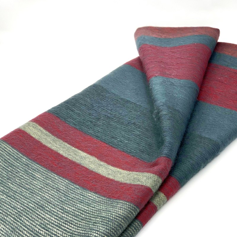SOFT & WARM STRIPED ALPACA LLAMA WOOL BLANKET CARBON RED 98"x67" QUEEN gallery