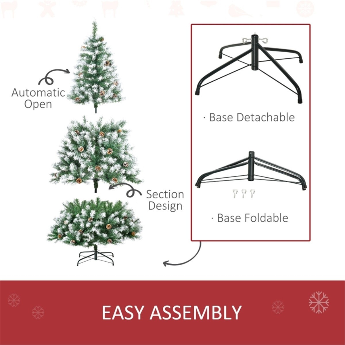 ❄️FREE SHIPPING!❄️Christmas Tree, 6 Ft Hinged, Unlit, Full, Frosted Tips! gallery