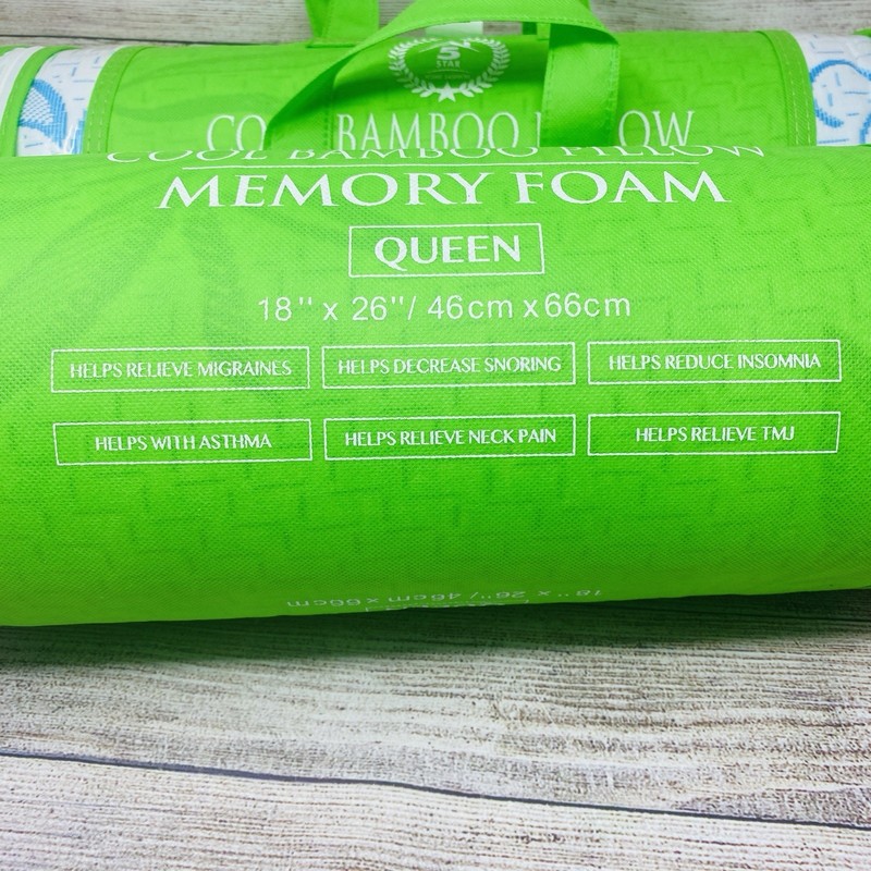 2 Pack Q Soft Cool Bamboo Pillow Memory Foam - Queen - Relieves Neck Pain, New! gallery