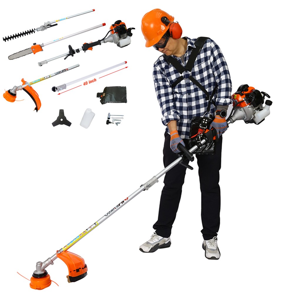 5 in 1 Multi-Functional Trimming Tool 56CC 2-Stroke w/Gas Pole Saw Hedge Trimmer