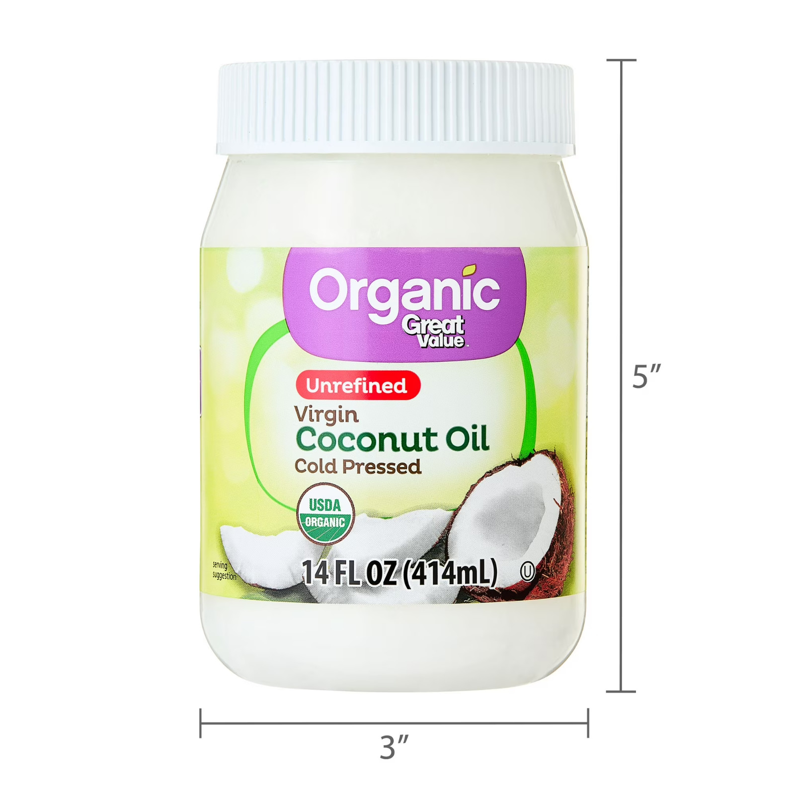 Great Value Organic Unrefined Virgin Coconut Oil, 14 fl oz Free Shipping gallery