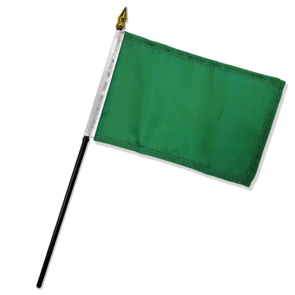 Solid Green Plain Flag 4"x6" Desk Set Table Stick Black Base