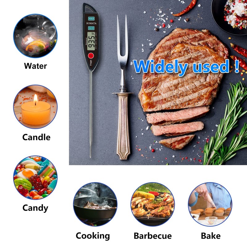 BOMATA Digital Water Thermometer for Water, Liquid, Candle and Cooking. Black gallery