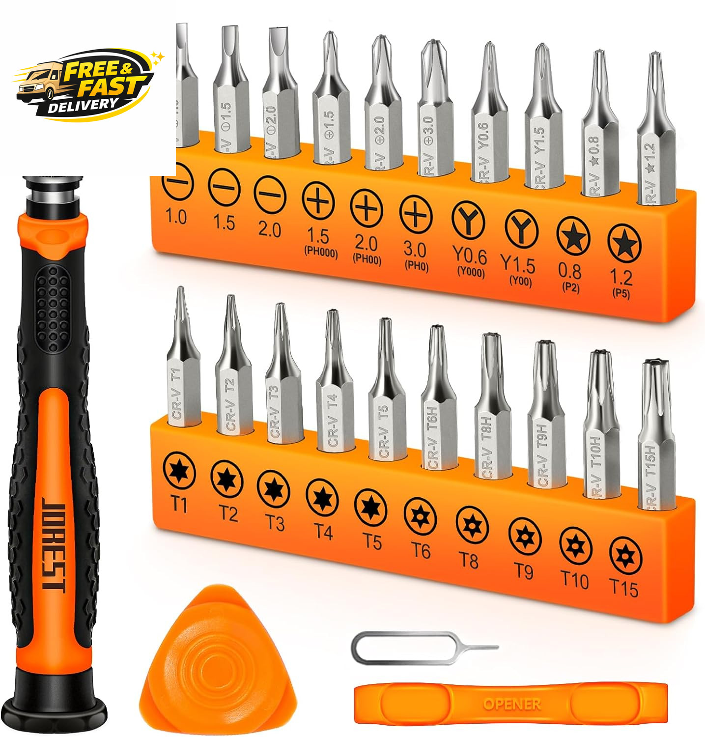 24Pcs Small Precision Screwdriver Set with Torx T5 T6 T8 T9, Y00, Star P5, Mini gallery