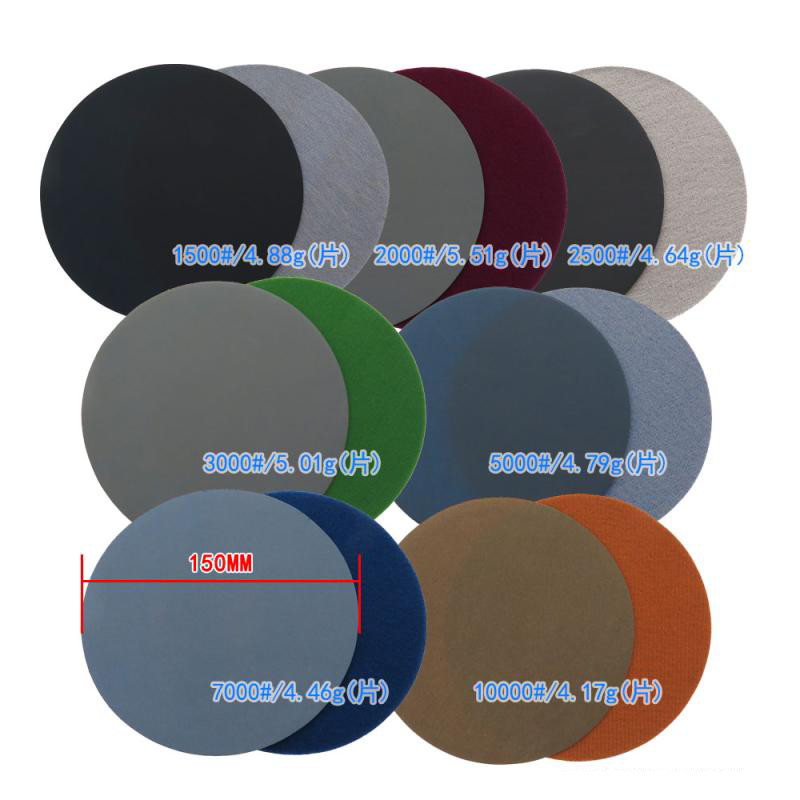 150mm -6" Inch Flocking Wet Water Sanding Discs Hook and Loop Sandpaper Pads gallery